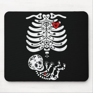 Sugar Skull Skeleton Halloween Pregnancy Annouceme Mouse Mat