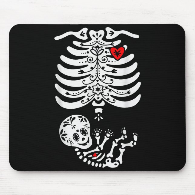Sugar Skull Skeleton Halloween Pregnancy Annouceme Mouse Mat (Front)