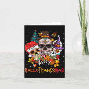 Sugar-skull Skeleton Halloween Xmas Happy Hallotha Card