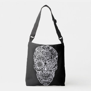 Sugar skull - Skulls Black White No4 Crossbody Bag