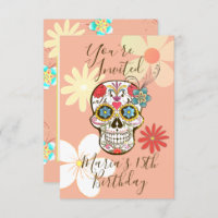 Sugar Skull Soft Peach Rose Hippy Floral
