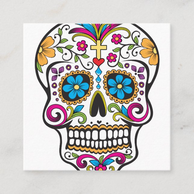 Sugar Skull Square Business Card (Front)
