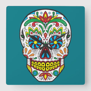 Sugar Skull Square Wall Clock