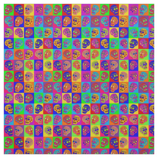 Sugar Skull Squares Fabric (Swatch)