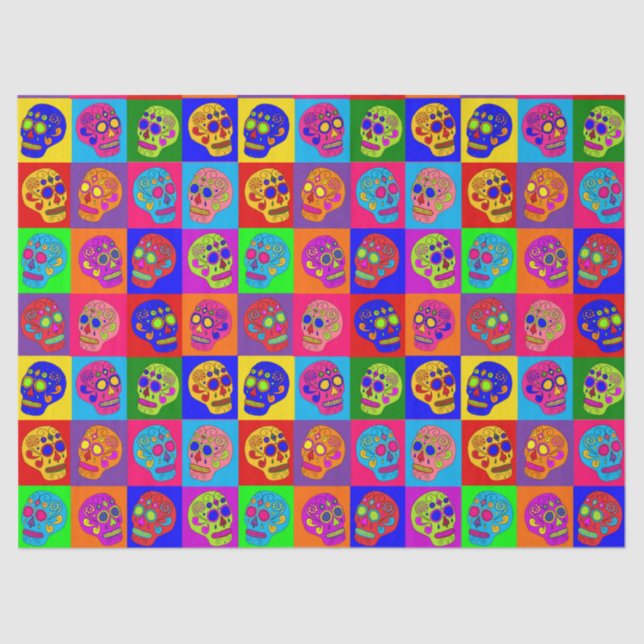 Sugar Skull Squares Tissue Paper (Front)