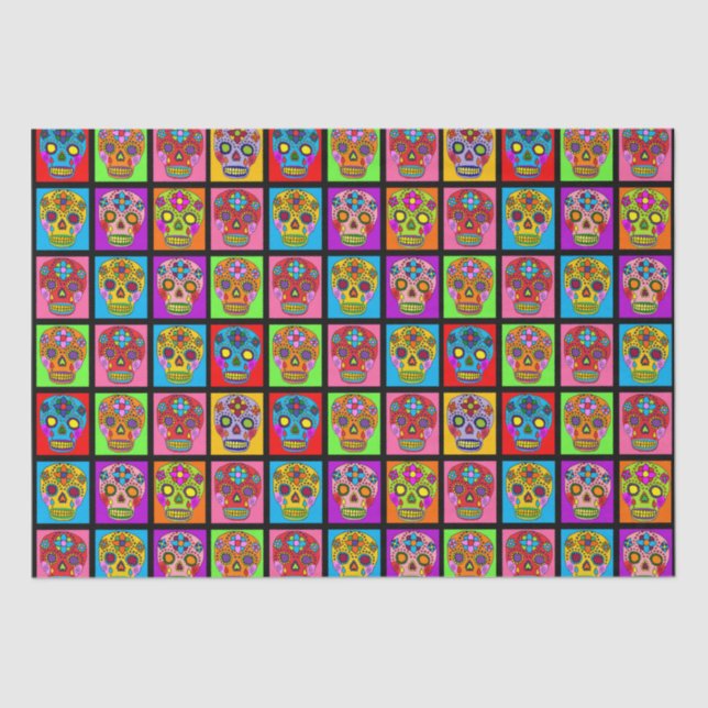 Sugar Skull Squares Tissue Paper (Front)
