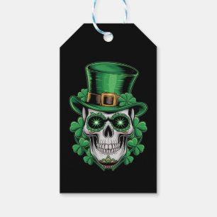 Sugar Skull St Patrick Day Lucky Shamrock  Gift Tags