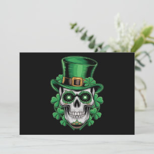 Sugar Skull St Patrick Day Lucky Shamrock Invitation