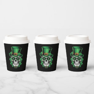 Sugar Skull St Patrick Day Lucky Shamrock  Paper Cups