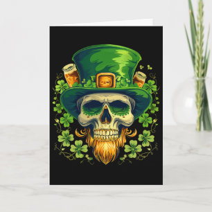 Sugar Skull St Patricks Day Irish Skull Leprechaun Card