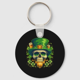 Sugar Skull St Patricks Day Irish Skull Leprechaun Key Ring