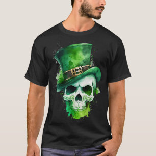 Sugar Skull St Patricks Day Irish Skull Leprechaun T-Shirt