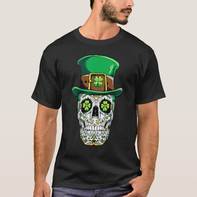 Sugar Skull St Patricks Day Of The Dead Women Men  T-Shirt (Front)