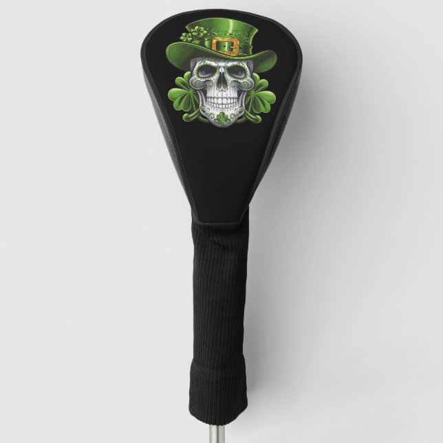 Sugar Skull St Patrick's Day Shamrock Golf Head Cover (Front)