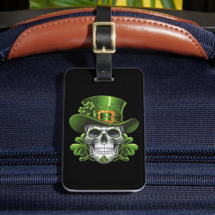 Sugar Skull St Patrick's Day Shamrock Luggage Tag