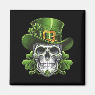 Sugar Skull St Patrick's Day Shamrock Magnet
