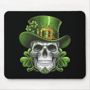 Sugar Skull St Patrick's Day Shamrock Mouse Mat