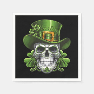 Sugar Skull St Patrick's Day Shamrock Napkin
