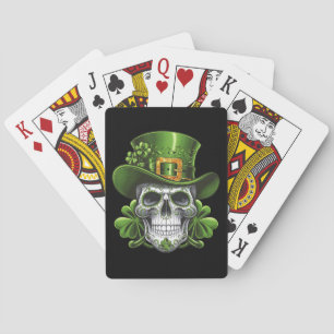 Sugar Skull St Patrick's Day Shamrock Playing Cards