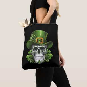 Sugar Skull St Patrick's Day Shamrock Tote Bag