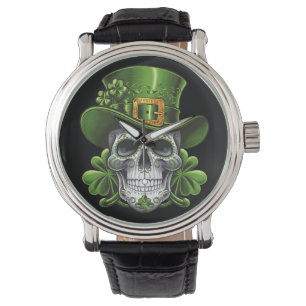 Sugar Skull St Patrick's Day Shamrock Watch