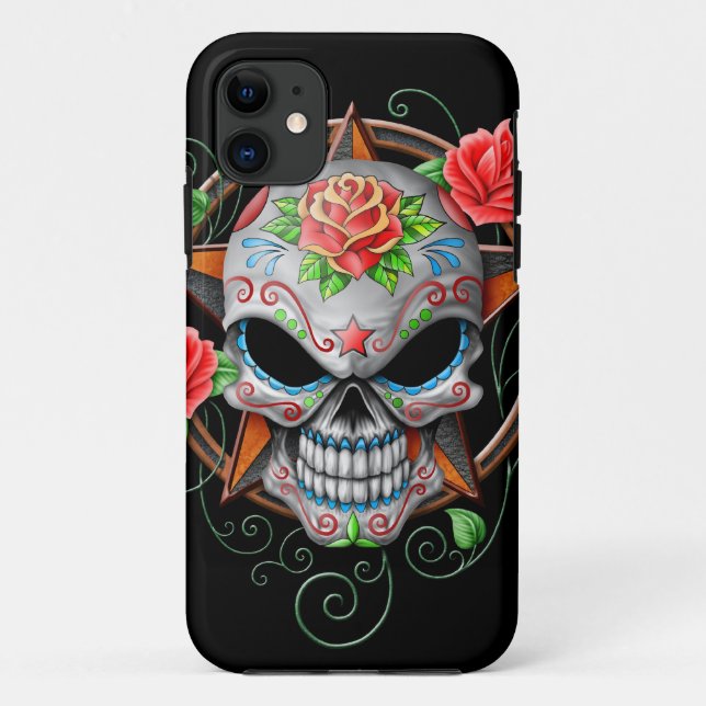 Sugar Skull Star, black Case-Mate iPhone Case (Back)