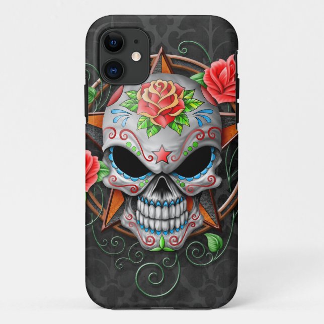 Sugar Skull Star, gray Case-Mate iPhone Case (Back)