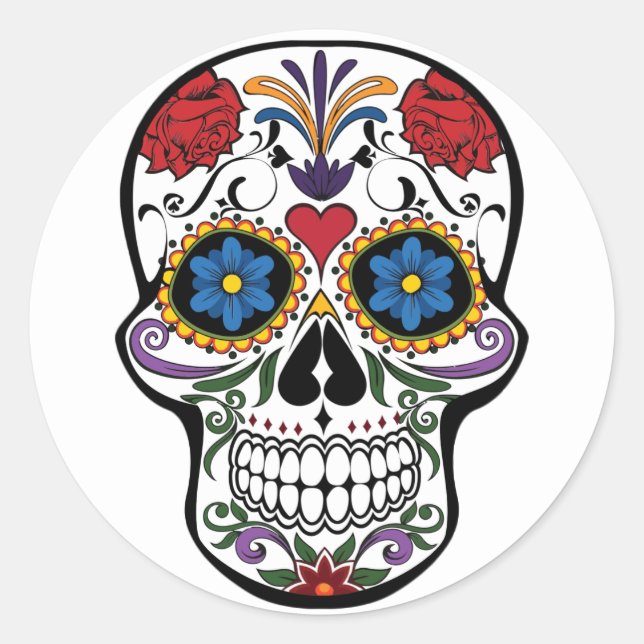 Sugar Skull Sticker White-Day of The Dead (Front)