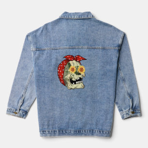Sugar Skull Sunflower Floral Skulls Flowers Idea  Denim Jacket