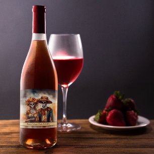 Sugar Skull Sweetheart, custom Wine Label
