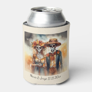 Sugar Skull Sweethearts Dia de los Muertos Can Cooler