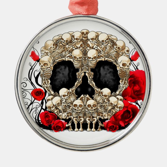 Sugar Skull - Tattoo Design Metal Tree Decoration (Front)