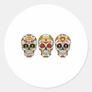Sugar Skull Thanksgiving Day Cool Fall Autumn Skel Classic Round Sticker