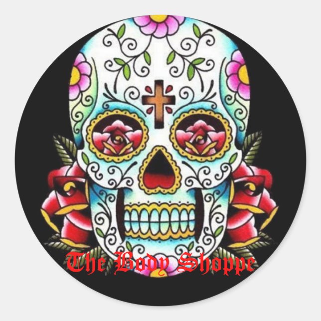 sugar skull, The Body Shoppe Classic Round Sticker (Front)