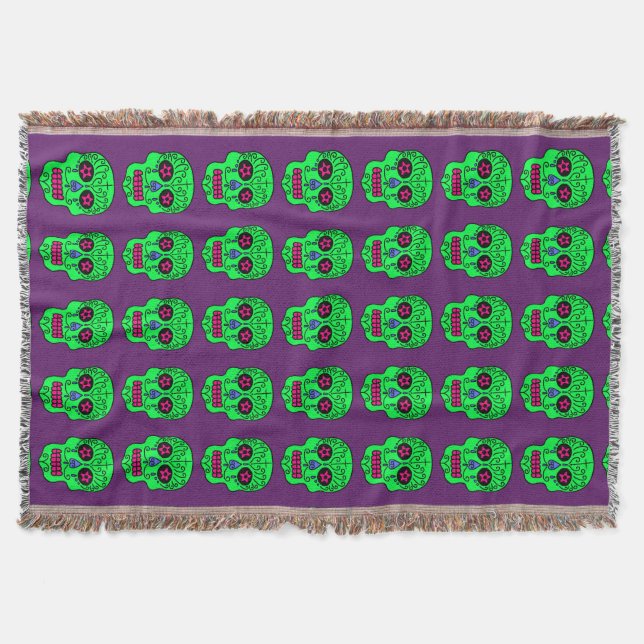 Sugar Skull Throw Blanket (Front)
