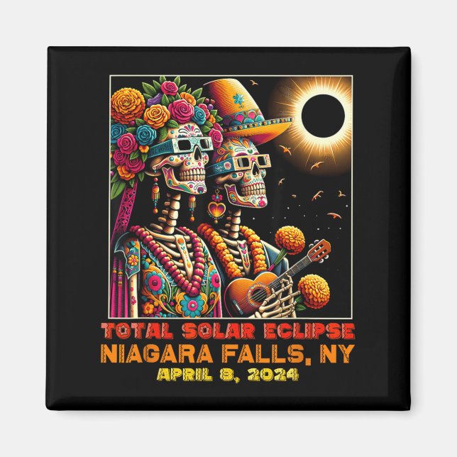 Sugar Skull Total Solar Eclipse Niagara Falls New Magnet (Front)