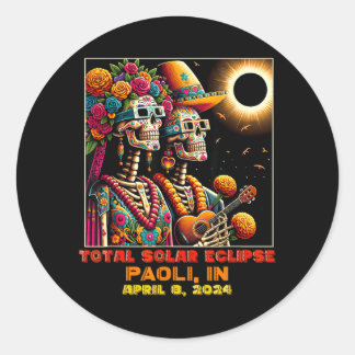 Sugar Skull Total Solar Eclipse Paoli Indiana Classic Round Sticker