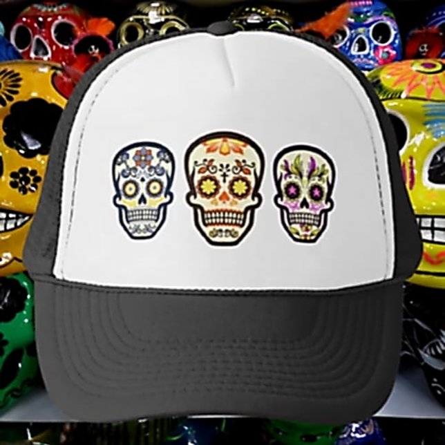 Sugar Skull Trio Trucker Hat (Creator Uploaded)
