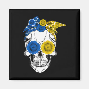 Sugar Skull Ukraine Sunflower Ukraine Ukrainian Fl Magnet