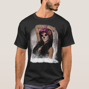 Sugar Skull Vision Purple Eyes under Full Moon T-Shirt