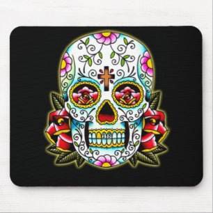 Sugar Skull w/ flowers Mouse Mat