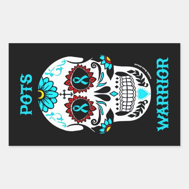 Sugar Skull/Warrior...POTS Rectangular Sticker (Front)
