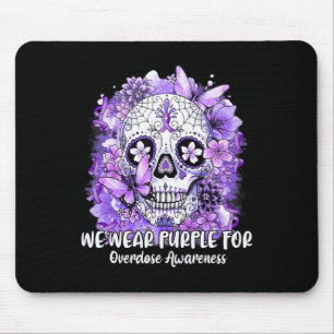 Sugar Skull We Wear Purple For Overdose Awareness Mouse Mat