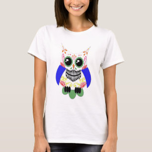 Sugar Skull White Multi Owl T-Shirt