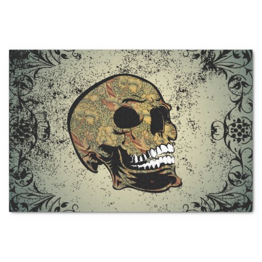 Image of Sugar skull with beautiful floral elements Tissue Paper
