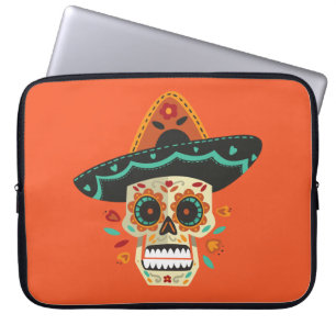 Sugar Skull with Hat Dia de Muertos Laptop Sleeve