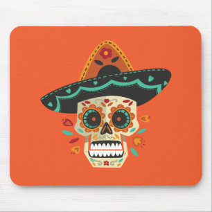 Sugar Skull with Hat Dia de Muertos Mousepad