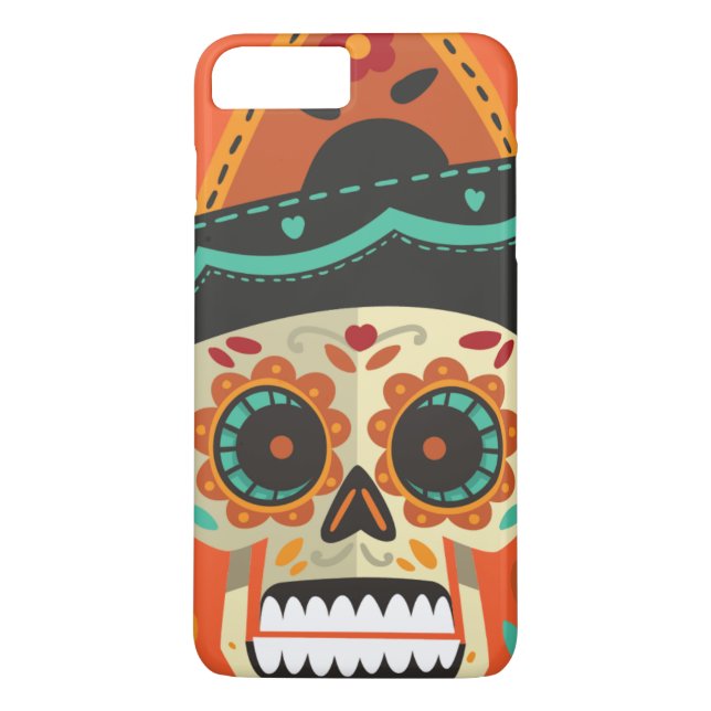 Sugar Skull with Hat Dia de Muertos | Phone Case (Back)
