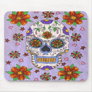 Sugar Skull with Marigolds Mouse Mat