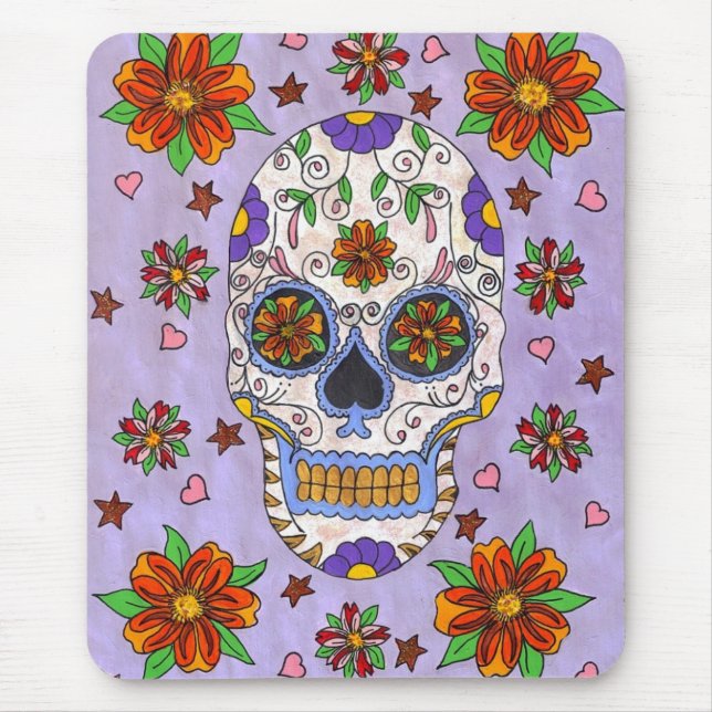 Sugar Skull with Marigolds Mouse Mat (Front)